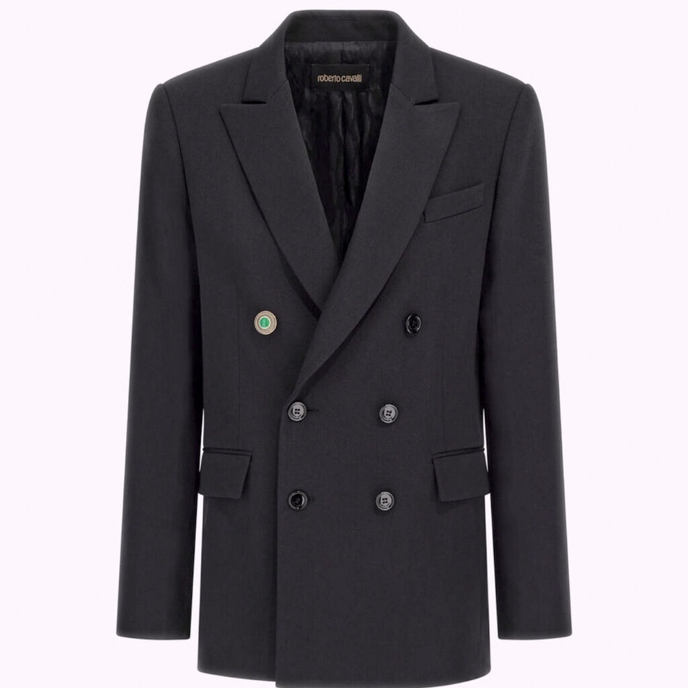 Roberto Cavalli Black Double-breasted Blazer